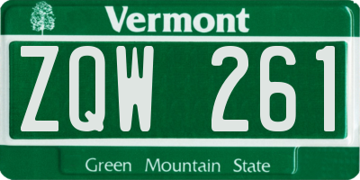 VT license plate ZQW261