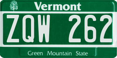 VT license plate ZQW262