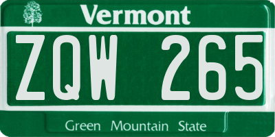 VT license plate ZQW265