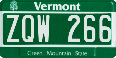 VT license plate ZQW266