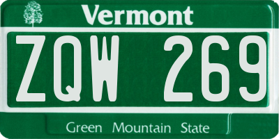 VT license plate ZQW269