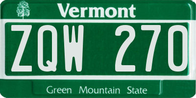 VT license plate ZQW270