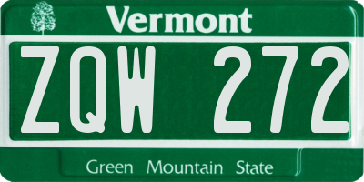VT license plate ZQW272