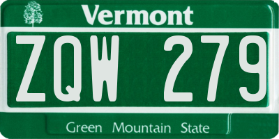 VT license plate ZQW279