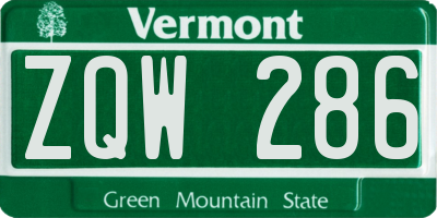 VT license plate ZQW286