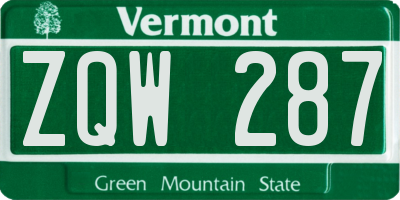 VT license plate ZQW287