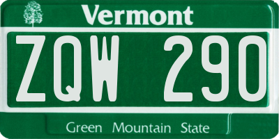 VT license plate ZQW290