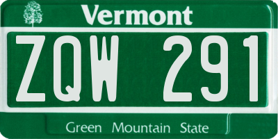 VT license plate ZQW291