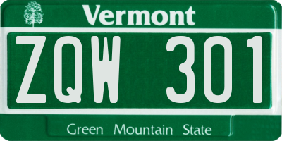 VT license plate ZQW301