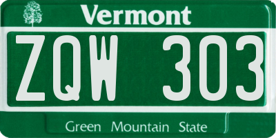 VT license plate ZQW303