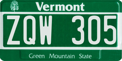 VT license plate ZQW305