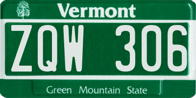 VT license plate ZQW306