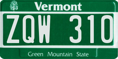 VT license plate ZQW310