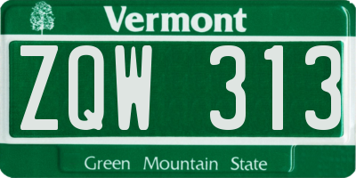 VT license plate ZQW313