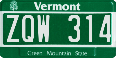 VT license plate ZQW314