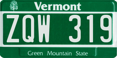 VT license plate ZQW319
