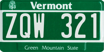 VT license plate ZQW321