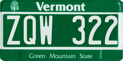 VT license plate ZQW322