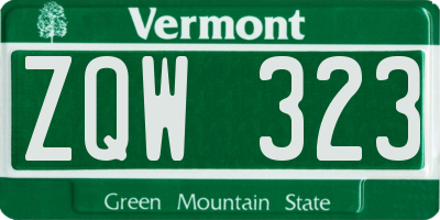 VT license plate ZQW323