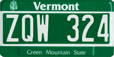 VT license plate ZQW324