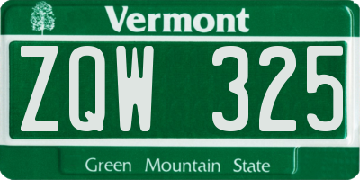 VT license plate ZQW325