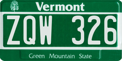 VT license plate ZQW326