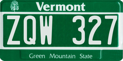 VT license plate ZQW327