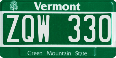 VT license plate ZQW330