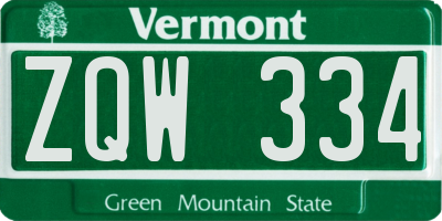 VT license plate ZQW334