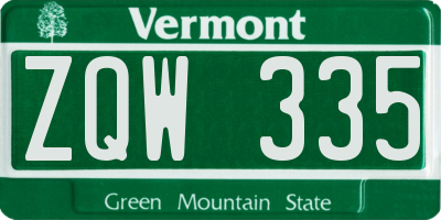 VT license plate ZQW335