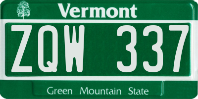 VT license plate ZQW337