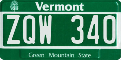 VT license plate ZQW340