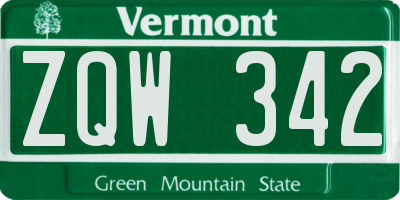 VT license plate ZQW342