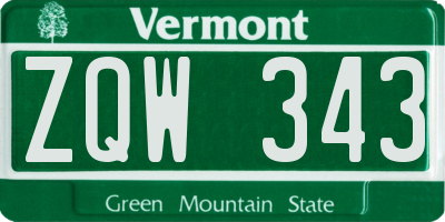 VT license plate ZQW343
