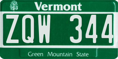 VT license plate ZQW344