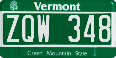 VT license plate ZQW348