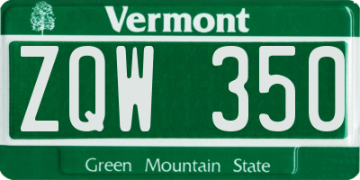 VT license plate ZQW350
