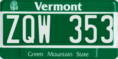 VT license plate ZQW353