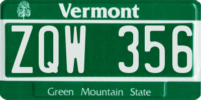 VT license plate ZQW356