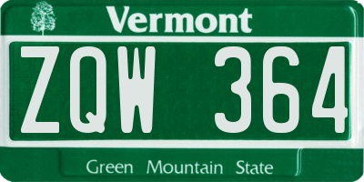 VT license plate ZQW364