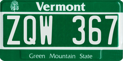 VT license plate ZQW367
