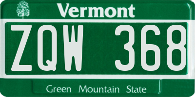 VT license plate ZQW368