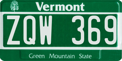 VT license plate ZQW369