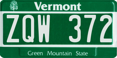 VT license plate ZQW372