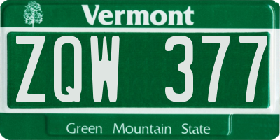 VT license plate ZQW377