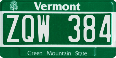 VT license plate ZQW384