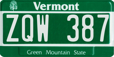 VT license plate ZQW387