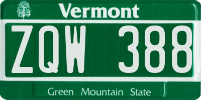 VT license plate ZQW388