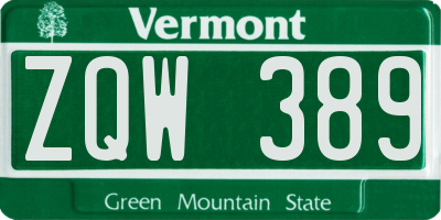 VT license plate ZQW389