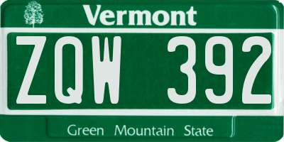VT license plate ZQW392